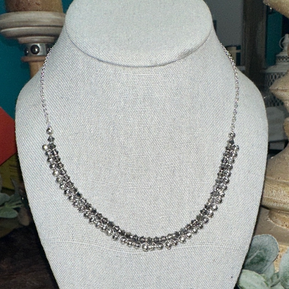 Touchstone Crystal Silver Beaded Necklace